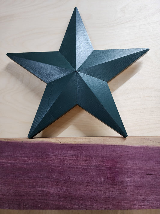 15 inch, 5 Point Beveled Star  Real Wood  Dark green ** FREE SHIPPING**