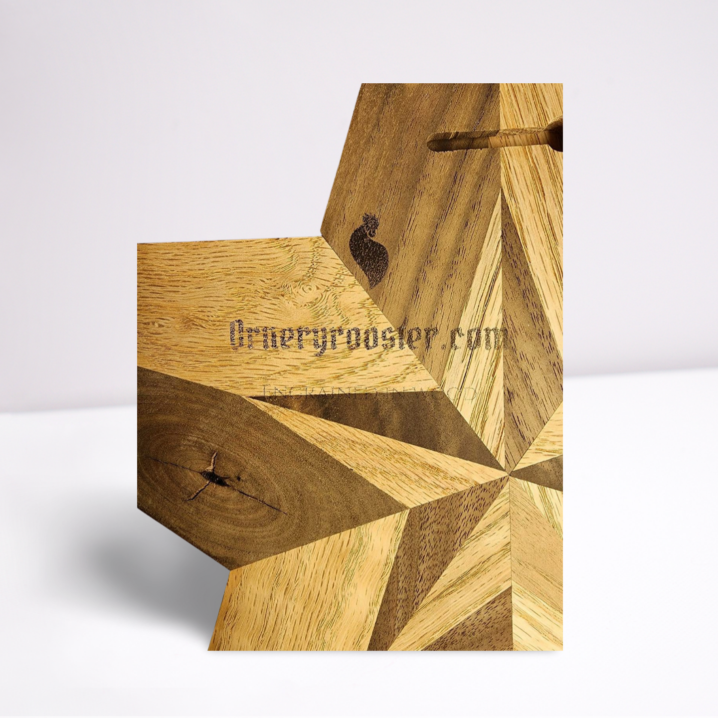 Black Walnut and Red Oak Intarsia 5 point star Natural Gloss to Semi-Gloss Orange peel Finish **FREE SHIPPING**