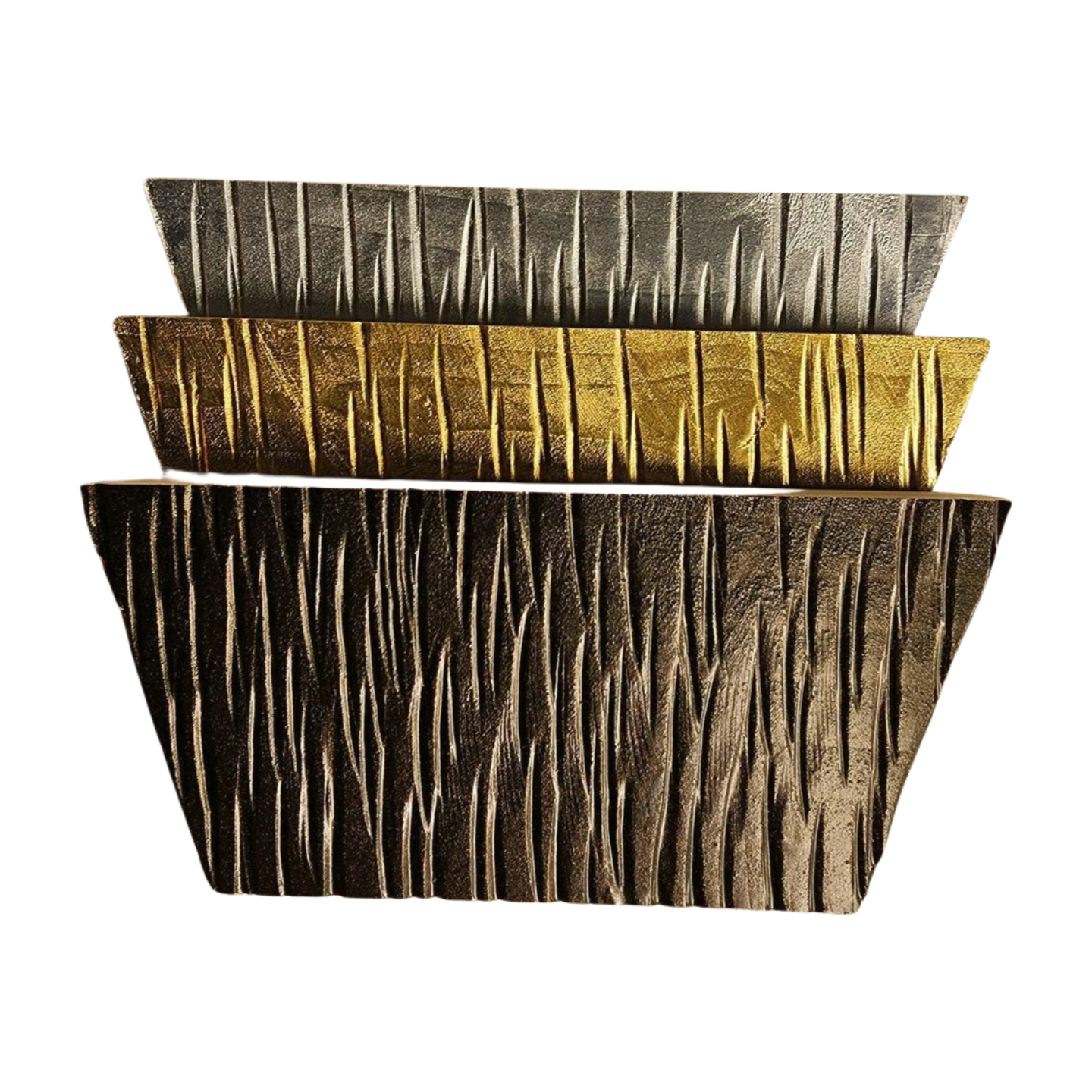 Square Wood Stacking Bowls Silver, Gold & Oil Rubbed Bronze Set Of (3) Three **FREE SHIPPING**