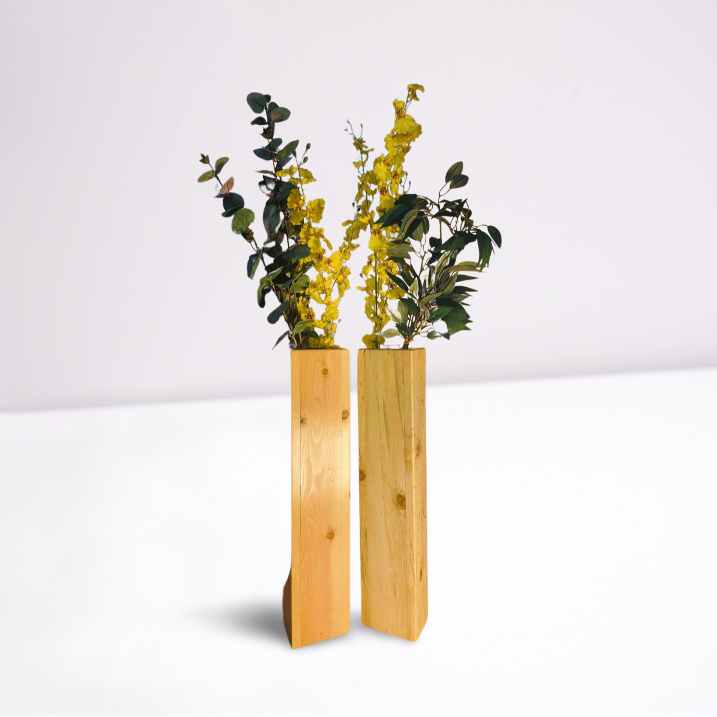 Two (2) STUNNING 18 Inch Tall Natural Floor Vases Reclaimed Real Wood  Hand Made  Perfect for Dried Floral Arrangements **FREE SHIPPING**