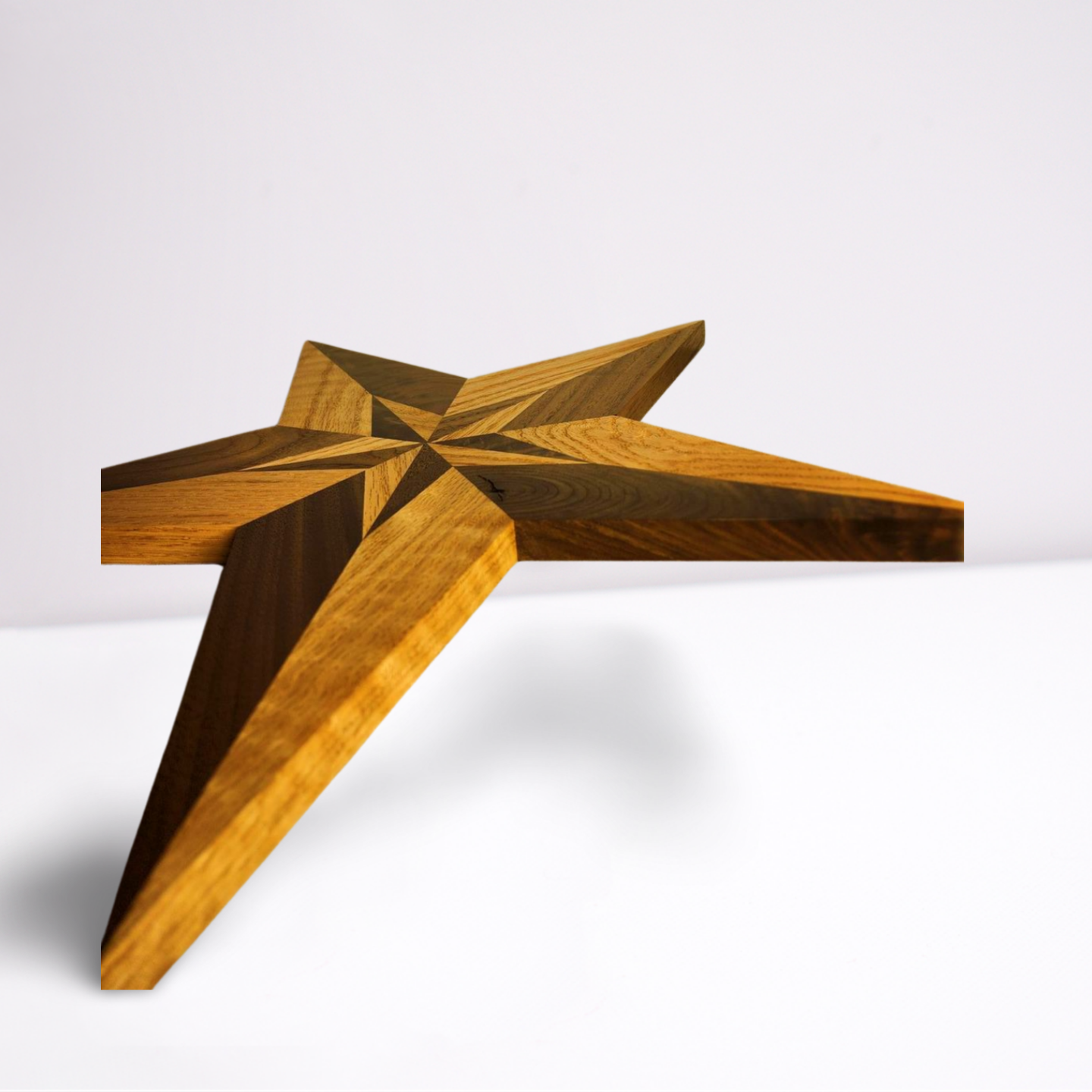 Black Walnut and Red Oak Intarsia 5 point star  Natural Gloss to Semi-Gloss Orange peel Finish  **FREE SHIPPING**