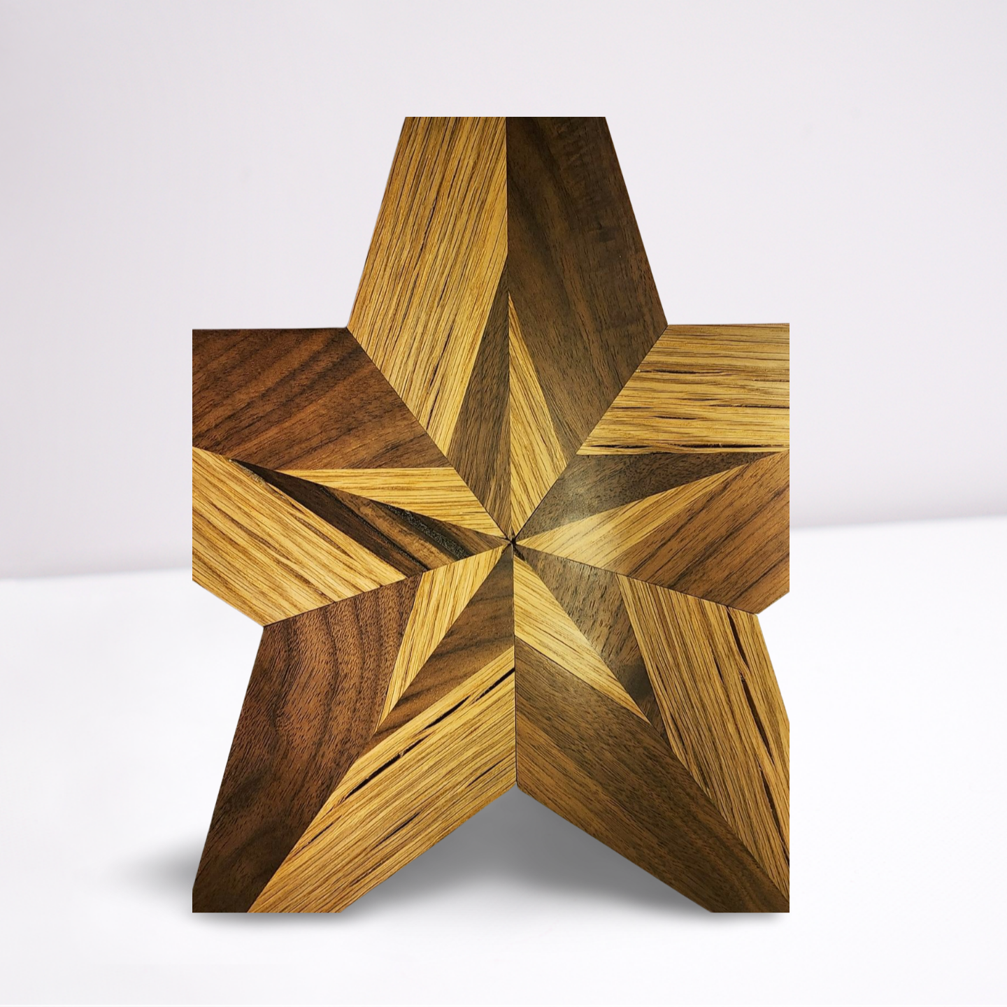 Black Walnut and Red Oak Intarsia 5 point star  Natural Light Semi-Gloss/Matte Finish  **FREE SHIPPING**