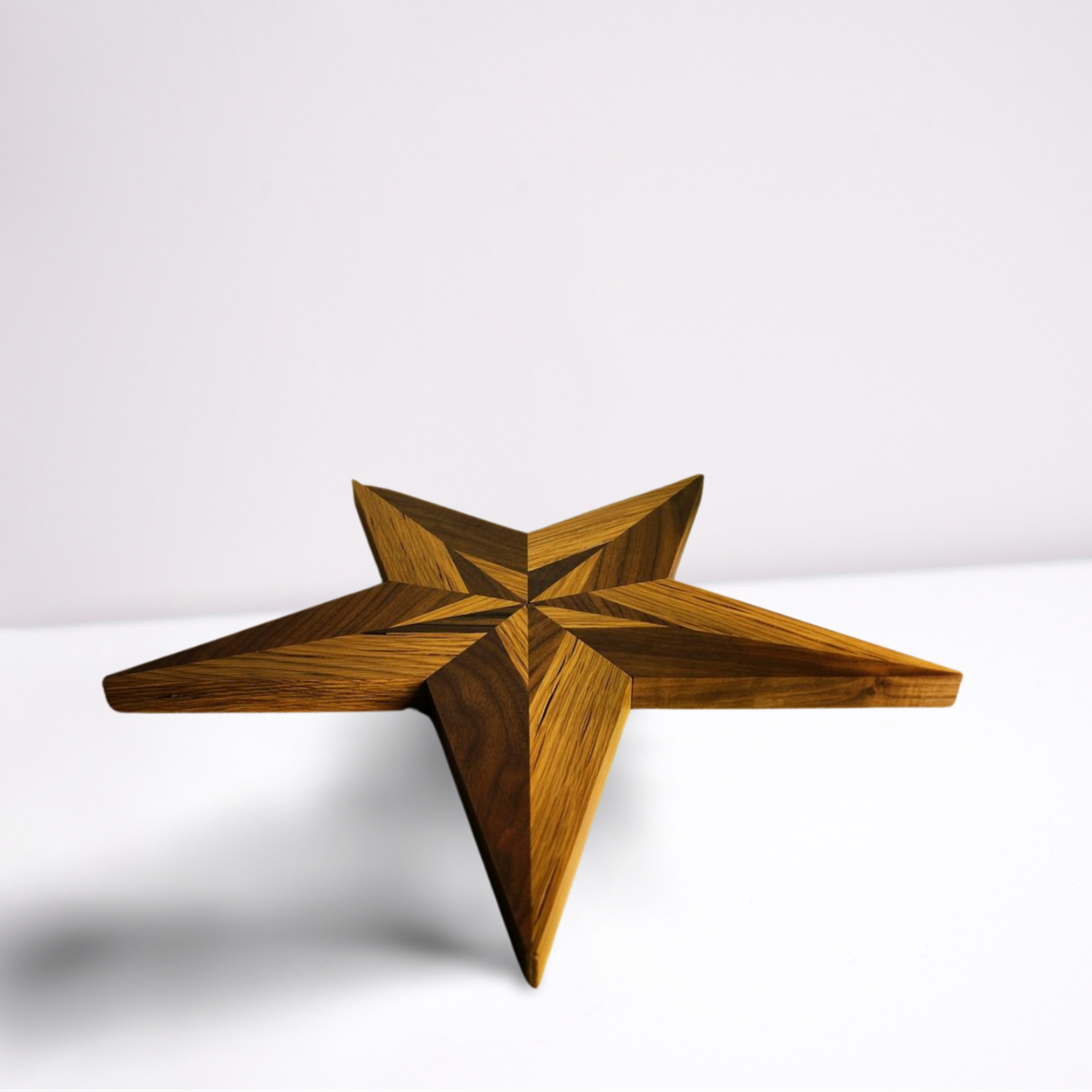 Black Walnut and Red Oak Intarsia 5 point star  Natural Light Semi-Gloss/Matte Finish  **FREE SHIPPING**